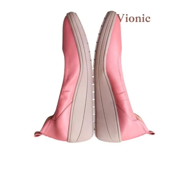Vionic Jacey Wedge Leather Pink Rose Cedar Slip On Loafer Casual Shoe Women 8 - Picture 3 of 10